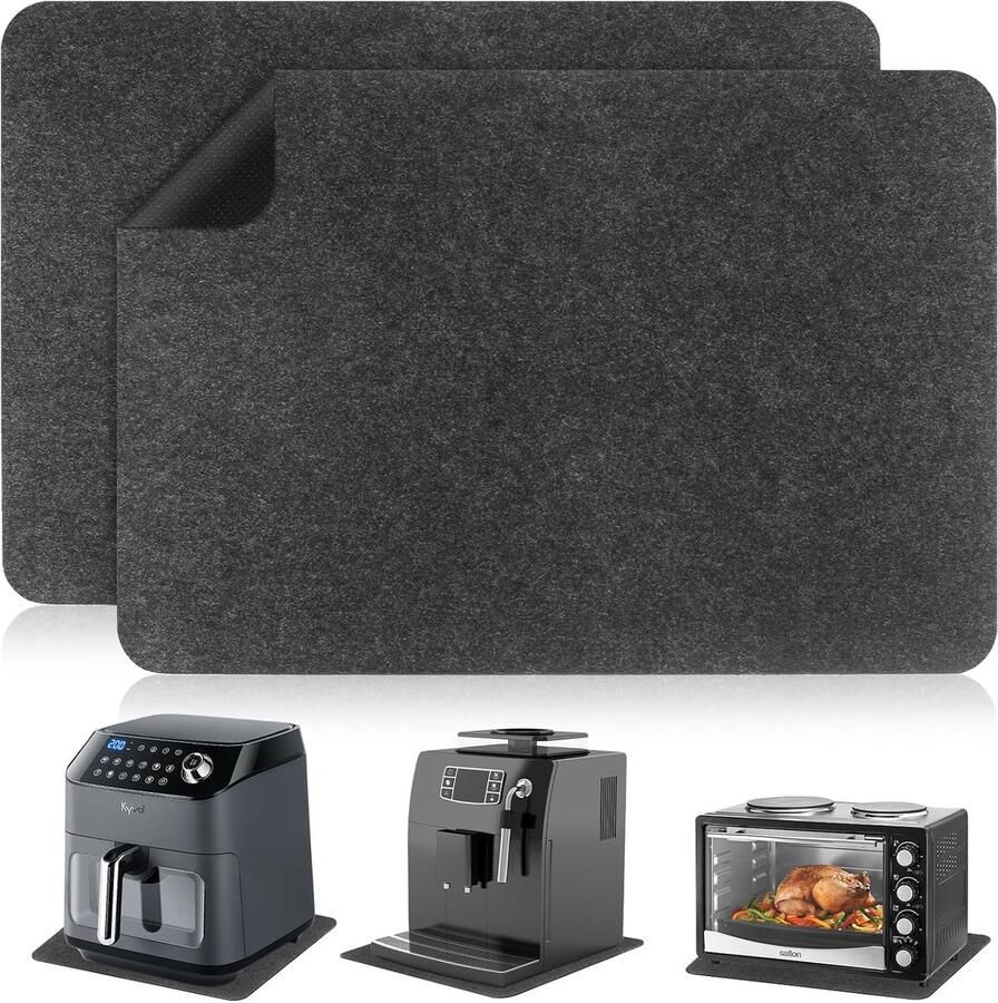 2 Stuks Hittebestendige Mat voor Heteluchtfriteuse 44 x 30 cm Keukenwerkblad Hittebeschermingsmat Vilten Aanrechtbeschermmatten voor Heteluchtfriteuse Koffiemachines Broodroosters