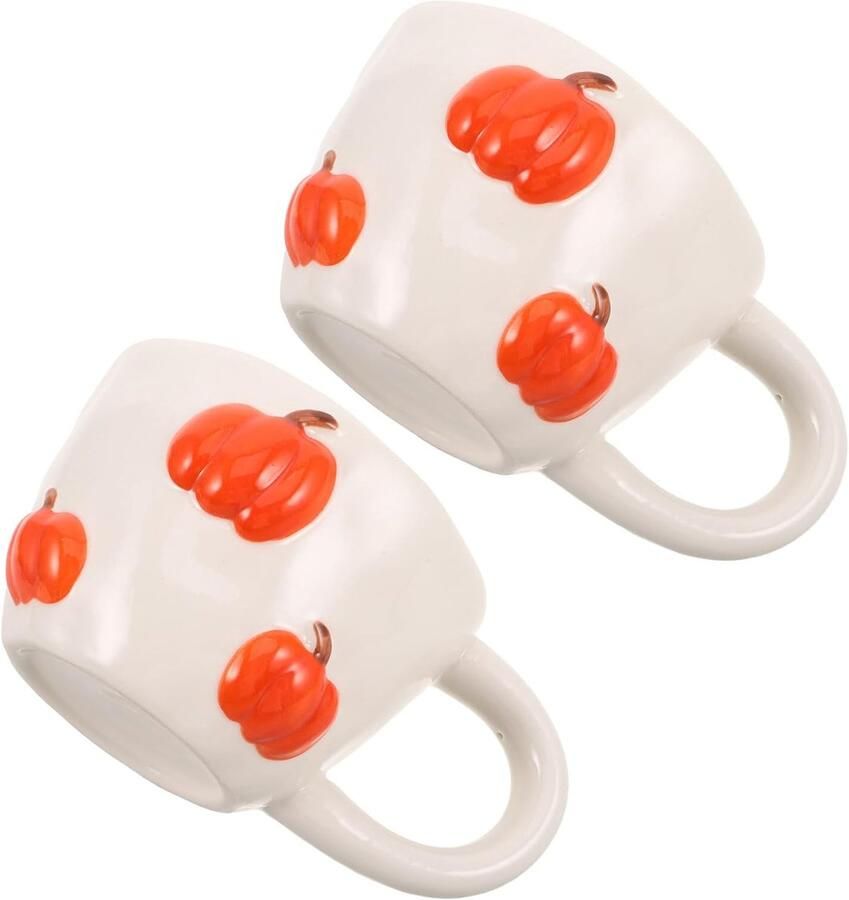 2 Stuks Keramische Pompoenmok Unieke Pompoenvormige Herfstmok voor Koffie Thee Duurzame Halloween Thanksgiving Drinkware Decoratieve Pompoen Keukendecoratie