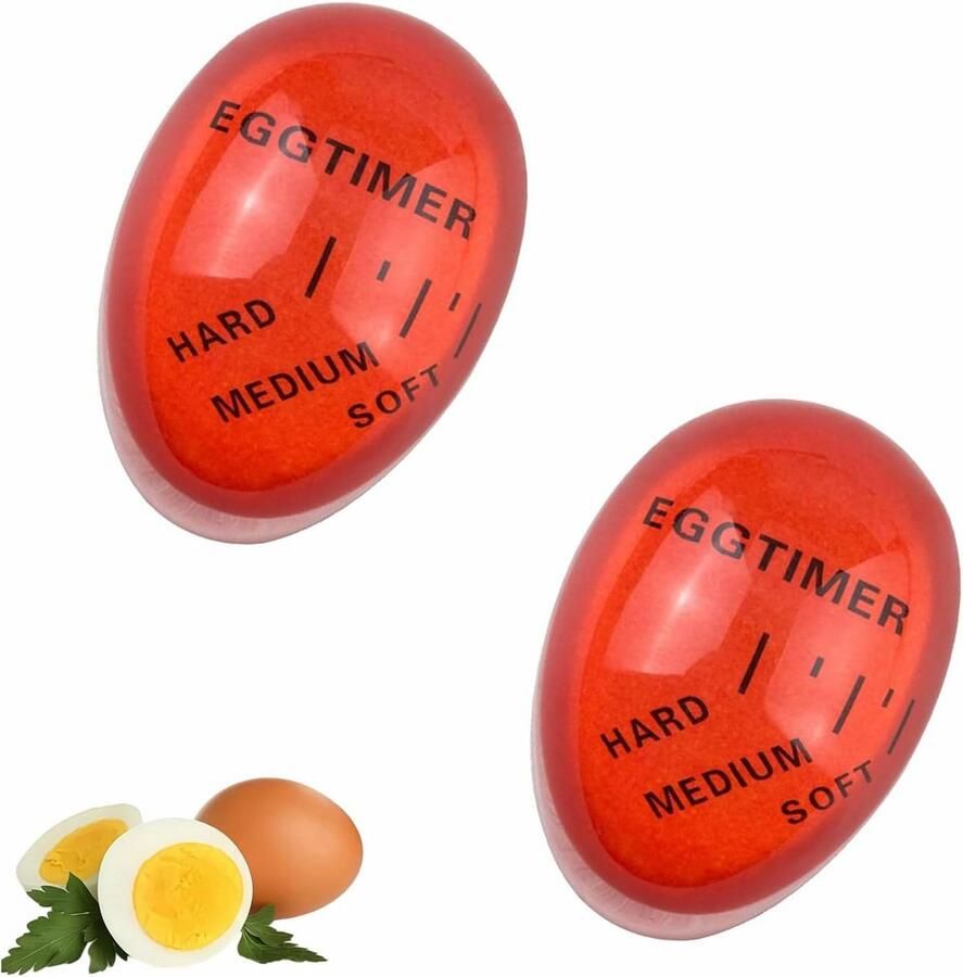 2 Stuks Kleurveranderende Eierwekker voor Perfect Gekookte Eieren