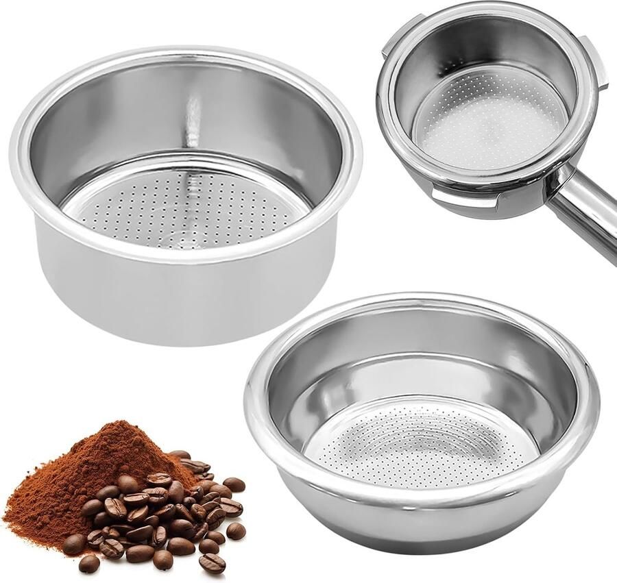 2 stuks koffiezeef 51 mm roestvrij staal 1 & 2 kopjes espresso filtermand herbruikbare filterfilters compatibel met Delonghi Dedica koffiemachine-accessoires roestvrij en