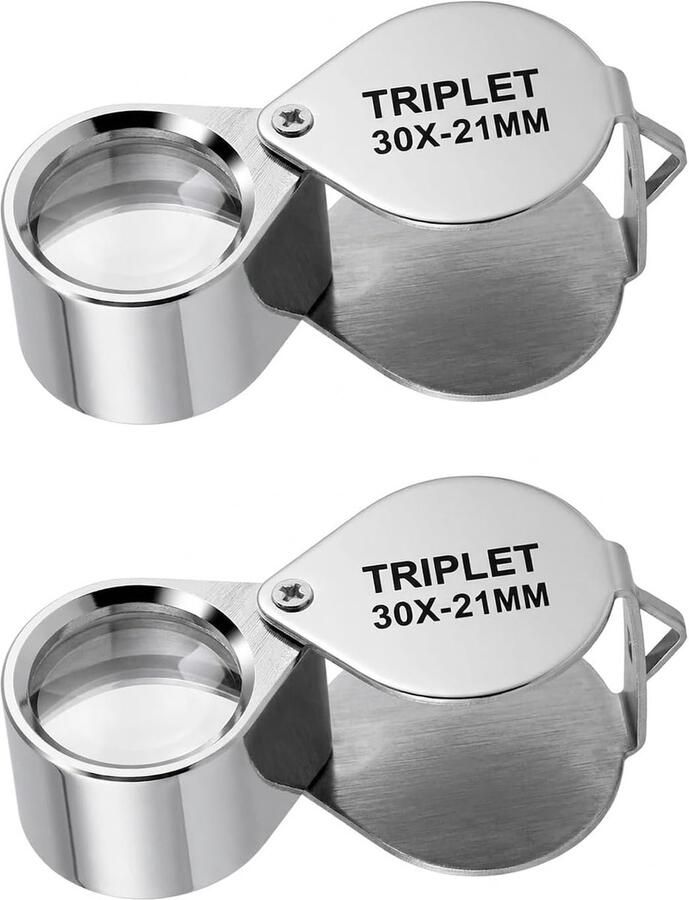 2 stuks loep voor juweliers opvouwbaar 30 x professionele optische vergroting voor edelstenen sieraden horloges en munten gedetailleerde inspectie