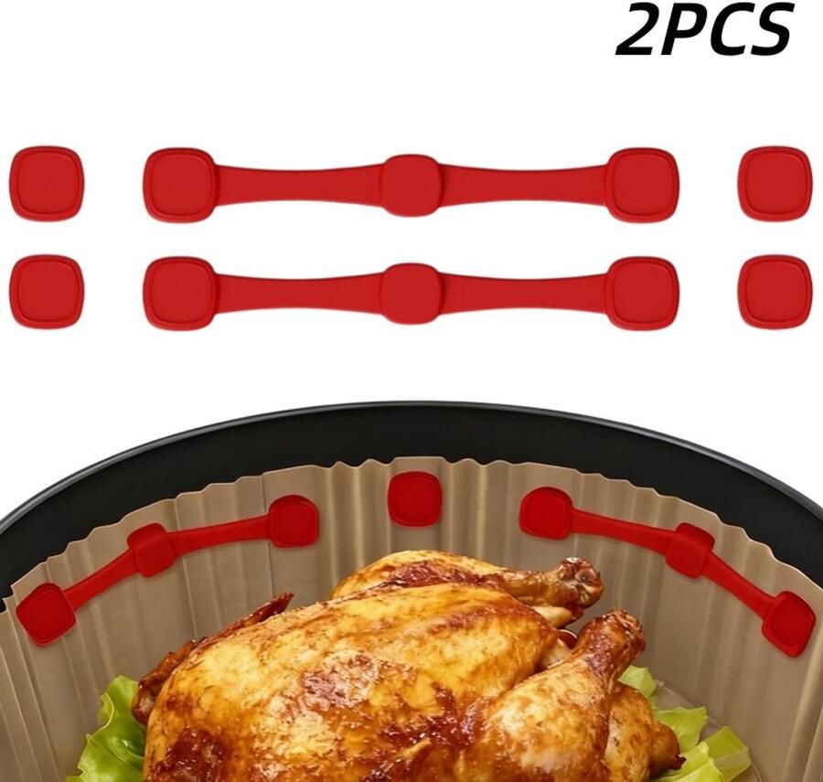 2 stuks-Magnetische clip voor airfryer magnetische houder siliconen clip accessoire voor airfryer hittebestendig geschikt voor ijzeren frames geschikt voor het vastzetten van bakpapier vulling rood 10*1 5 cm
