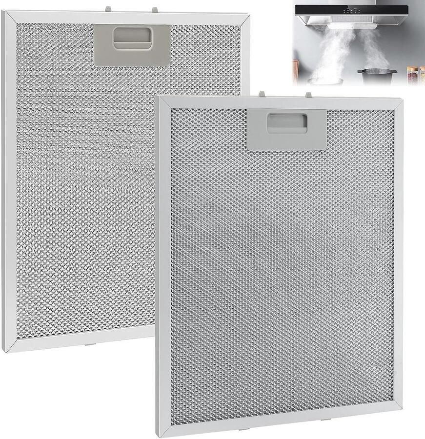 2 stuks metalen vetfilter voor afzuigkap 5-laags aluminium olie mist filter 320 x 260 mm universele mesh filter voor optimale vetafzuiging en luchtkwaliteit - Foto 1