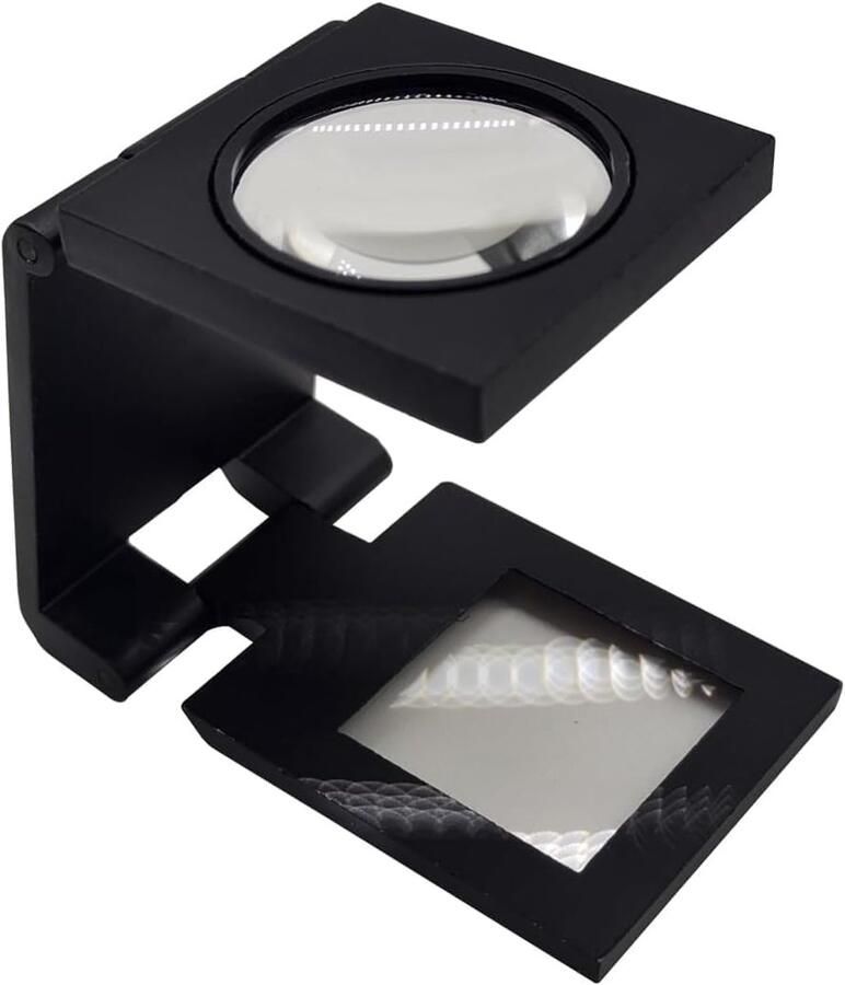 2 Stuks Mini Opvouwbare Vergrootglas 10x Dimbaar Schermvergroter Opvouwbaar met schaal op zinklegering handloep voor senioren juweliers knutselen boeken munten maculadegeneratie inspectie reparatie