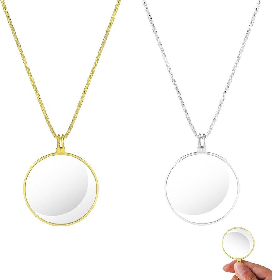 2 stuks monoculaire loep 5 x halskettingen vergrootglas hangende loep met ketting vergrotingsglas halsketting monocule hanger lens voor lezen en handwerk monoclair goud zilverkleurig monocle