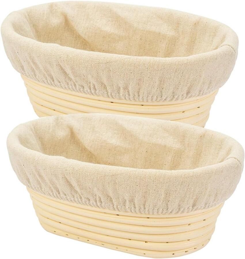 2 Stuks Ovale Broderiekorf Rieten Mand voor Broodrijzen 8 Inch Professioneel Resultaat