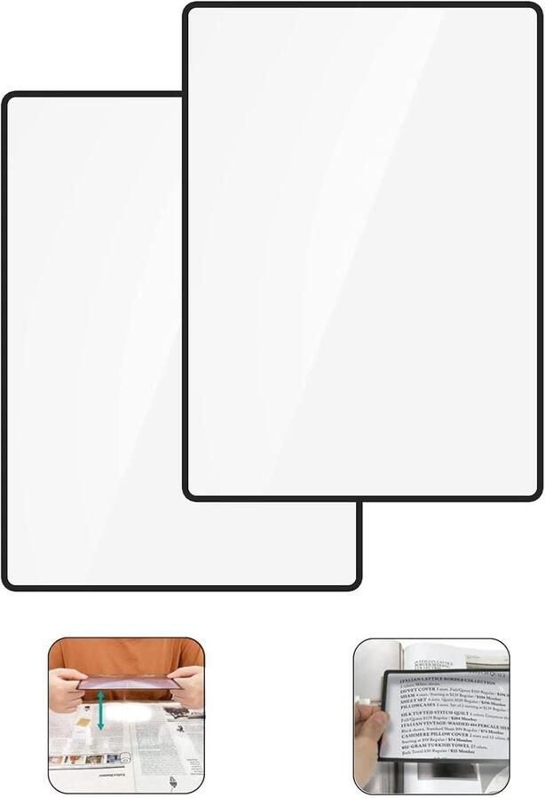 2 stuks paginavergrootglas A4 volledige pagina 3 x rechthoekig slechtziend kaartvergrootglas bladwijzervergrootglas ultradun leesvergrootglas voor het lezen van kleine gedrukte boeken en