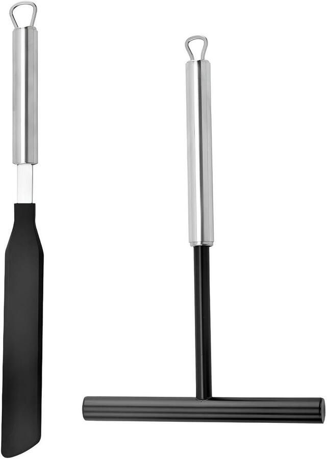 2 Stuks Pannenkoek Batterij Spuit & Spatel Set RVS