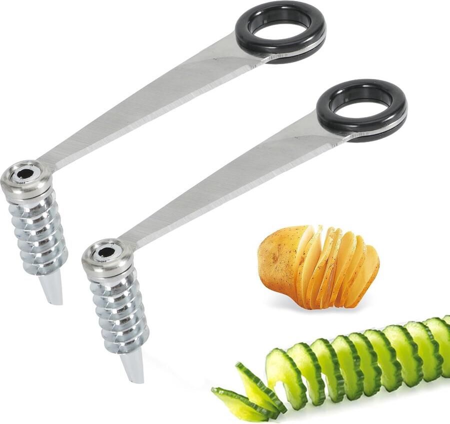 2 stuks roestvrij staal spiraalsnijder draagbaar handmatig snijgereedschap voor creatief fruit aardappelen komkommers wortelen courgettes