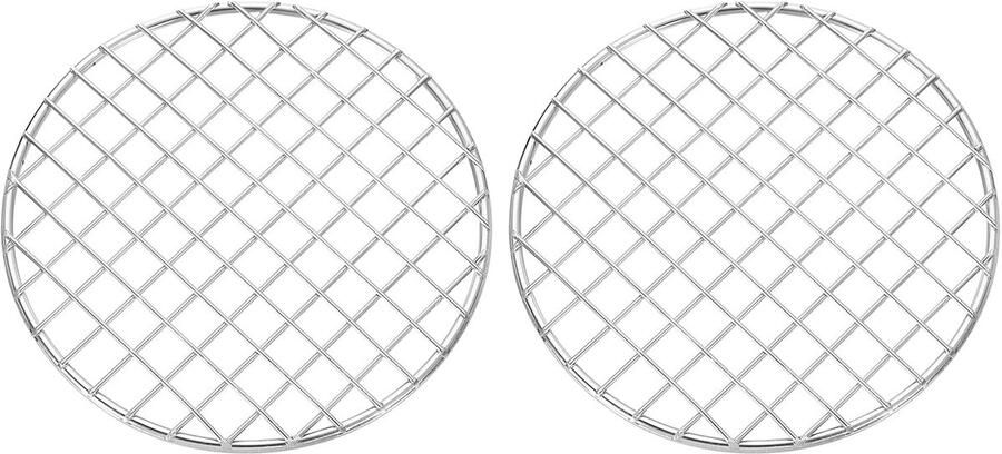 2 stuks ronde grillroosters om te koken diameter 14 cm grillrooster van roestvrij staal kruis voor grill om te bakken zilver
