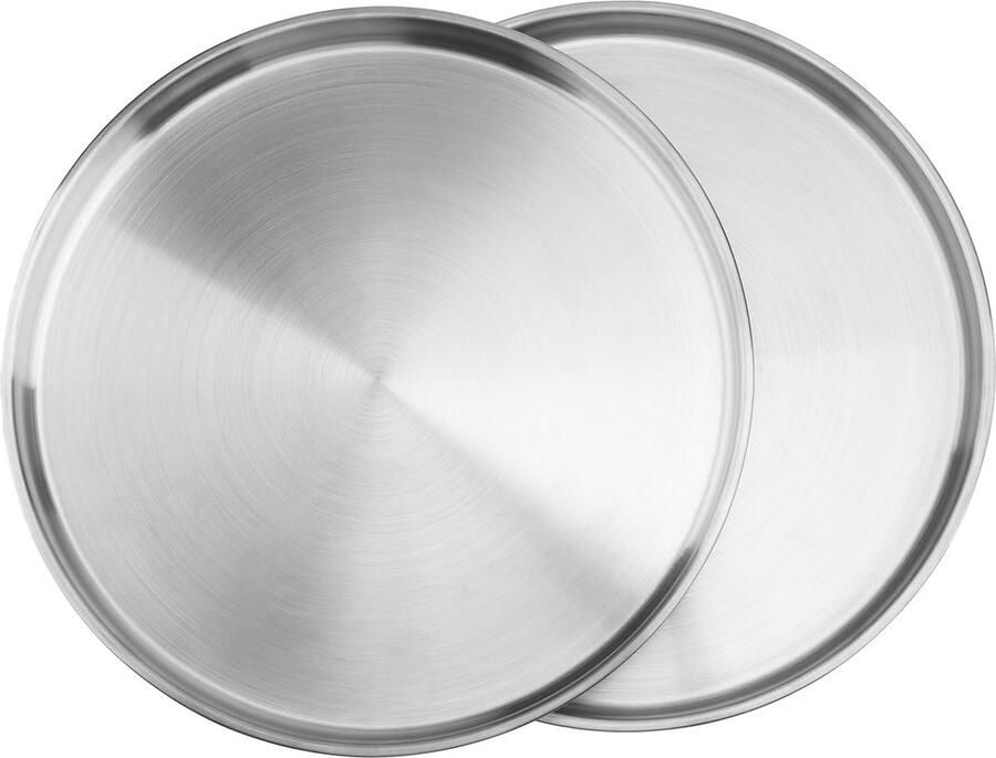2 Stuks Ronde Pizza Bakplaten 30 cm RVS Geschikt voor Oven en Camping