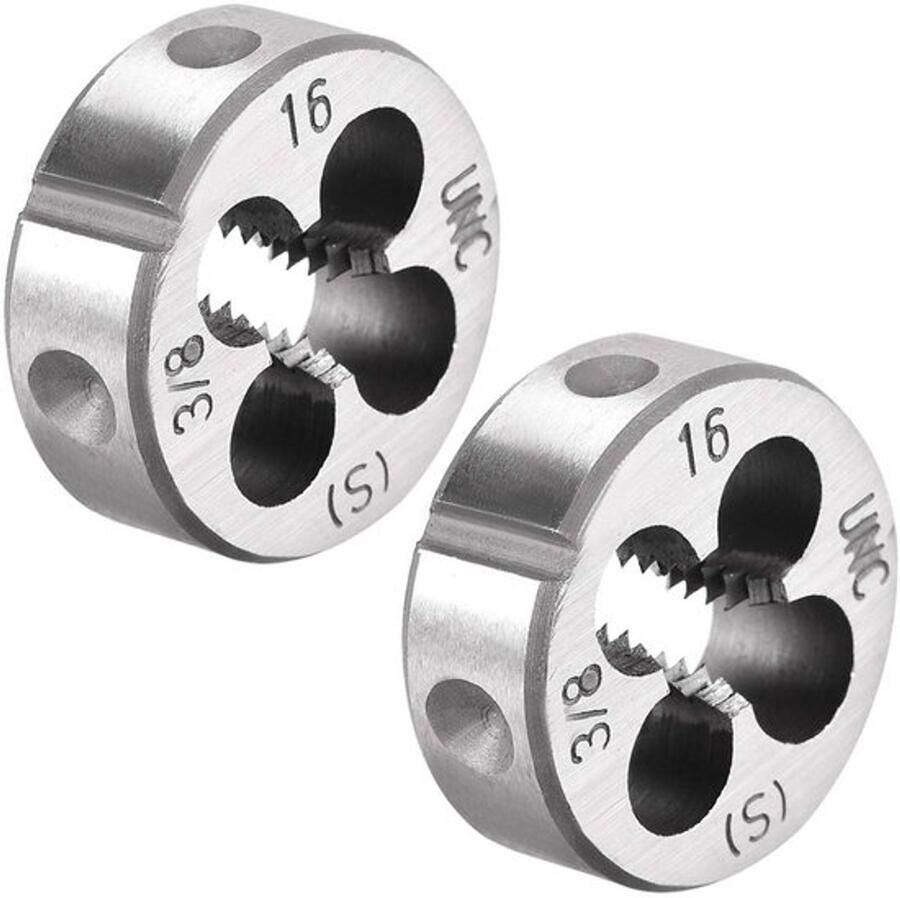 2 stuks ronde snij-ijzermachines rechtse schroefdraad matrijs gelegeerd gereedschapsstaal 3 8-16 UNC