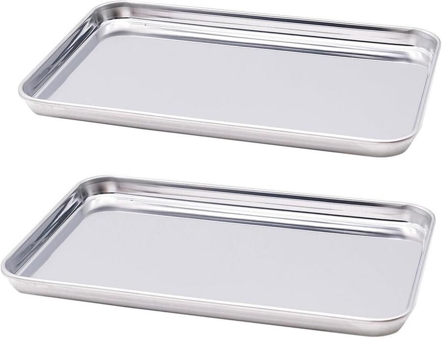 2 Stuks RVS Bakplaten voor Oven en Grill Rechthoekig