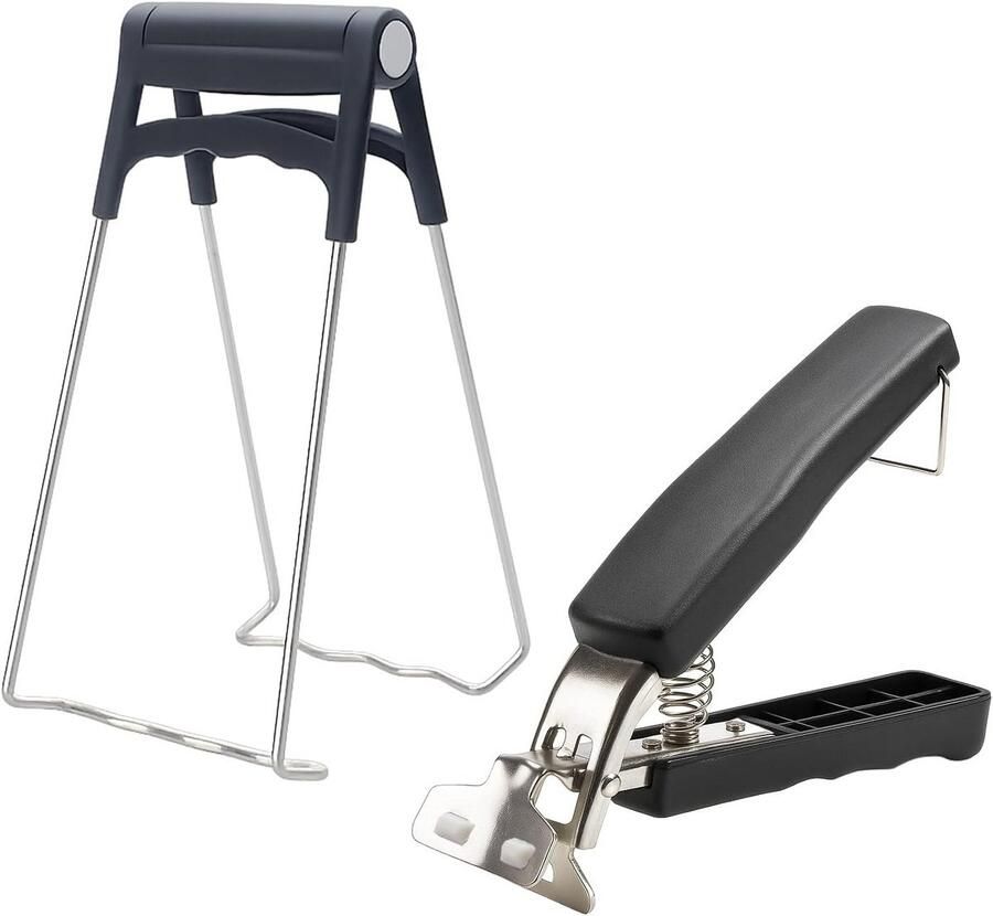 2 Stuks RVS Komclips en Tang voor Hete Schalen en Borden uit Airfryer