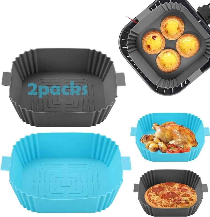 2 Stuks Silicone Air Fryer Liner 6 5 Inch Herbruikbare Silicone Mand voor Airfryer Hittebestendig en Antiaanbak
