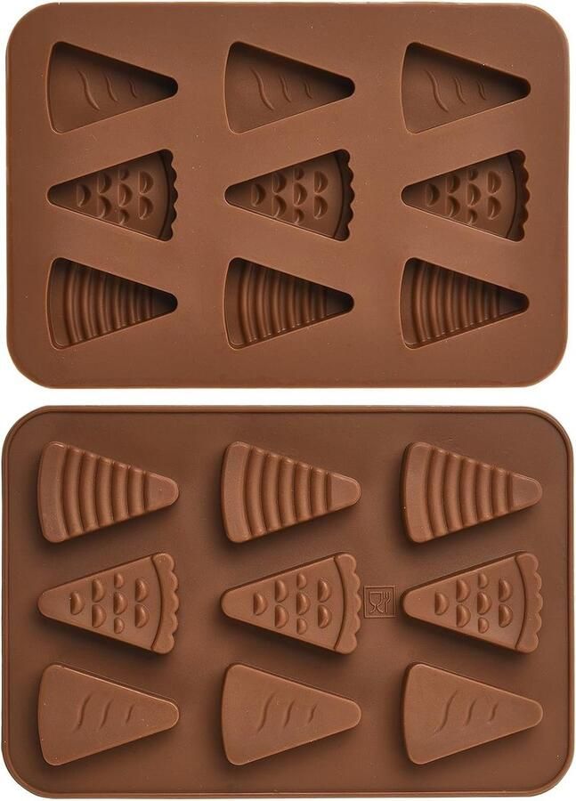 2 Stuks Silicone Mallen met 9 Caviteiten voor Pizza Taart en Chocolade Herbruikbare 3D Driehoekvorm voor DIY Snoep Bakken en Creatieve Handwerken