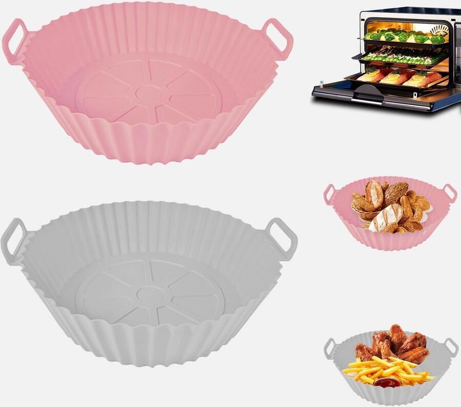 2 stuks Siliconen Bakvormen voor Airfryer en Frituurmand