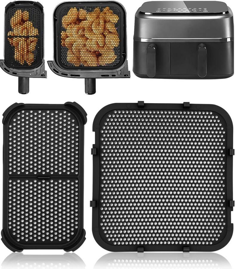 2 Stuks Siliconen Bakvormen voor Dubbele Mand Heteluchtfriteuse Spatbescherming