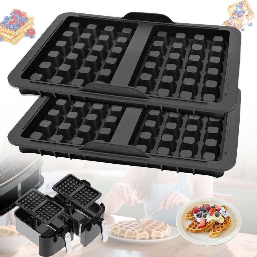2 Stuks Siliconen Belgische Wafelvorm Belgische Wafelaccessoires Stapelbaar Dubbel Bakblikinzetstuk Geschikt voor Ninja AF300EU AF400EU AF451EU SL400EU en AF500DE
