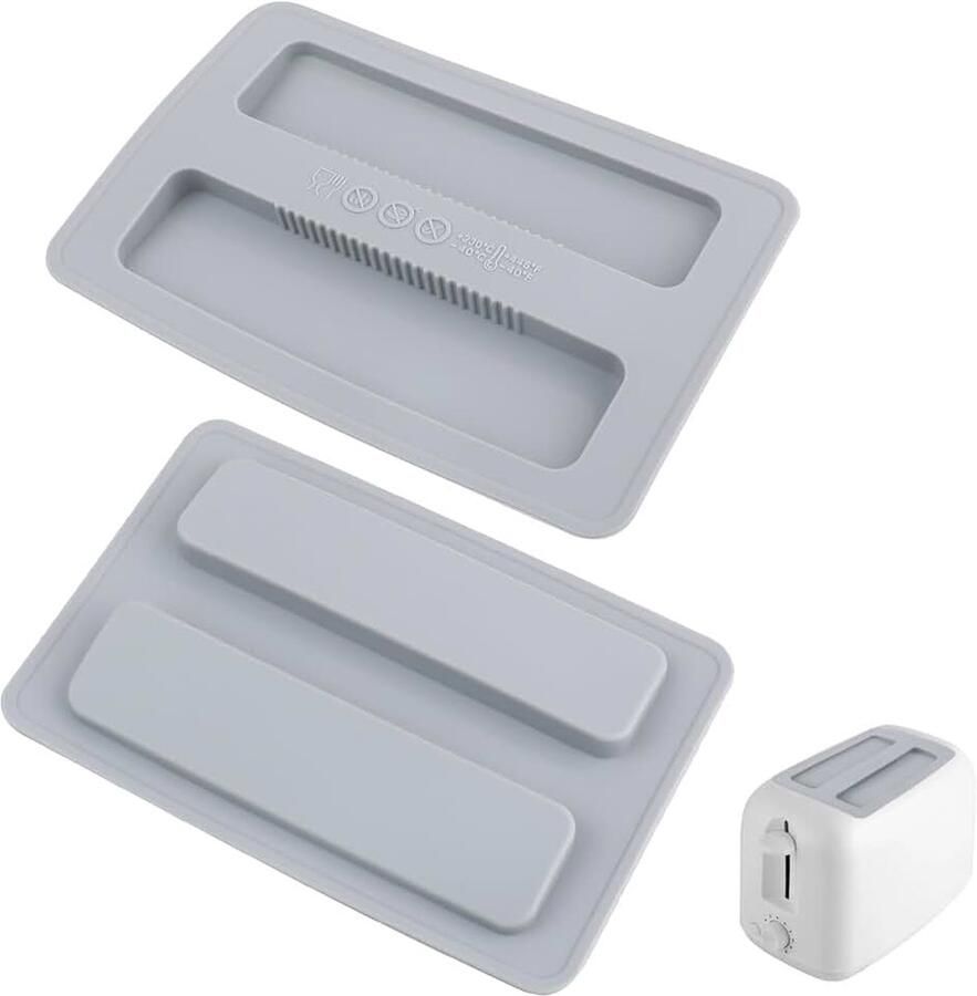2 stuks siliconen broodroosterhoezen herbruikbaar broodroosterdeksel met 2 sneden stofhoes voor broodbakmachine broodroosterbeschermer met brede sleuf voor keuken 15 8 x 10 5 cm (grijs)