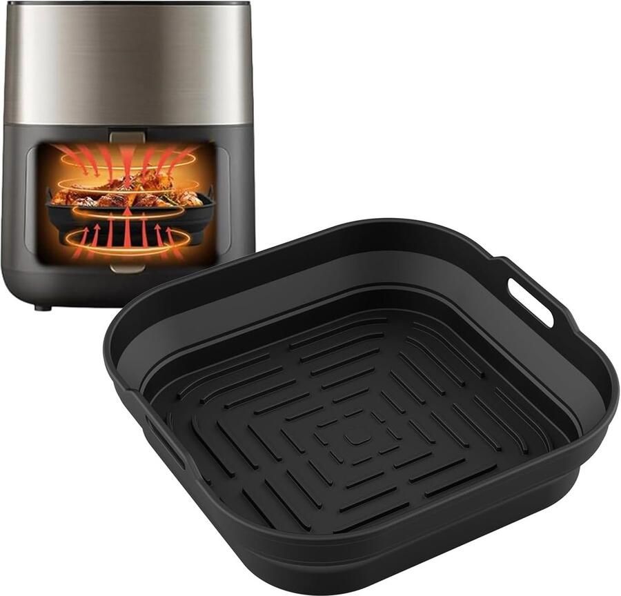 2 stuks siliconen luchtfriteuse voering voor Ninja toren COSORI 5-8 L Air Fryer Keuken Accessoires Vervanging voor Wegwerp Perkament Papier Liner BPA-vrij Herbruikbaar Vaatwasser