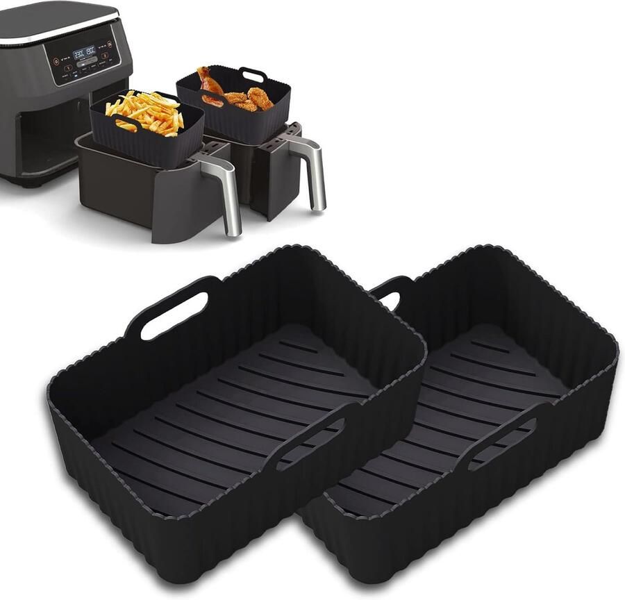 SnelShoppen 2 Stuks Herbruikbare Siliconen Voering voor Air Fryer Antiaanbak Liners voor Ninja Dual AF400UK AF300UK Keuken Accessoires Verleng Le