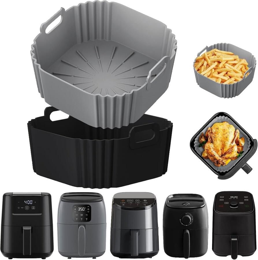 2 Stuks Siliconen Vorm Compatibel Met Ninja CRISPi 1 4 L Tomado 2L Tristar 2L alpina 2L Home Trends 2L En Andere Heteluchtfriteuses Met 1-2L Capaciteit BPA-Vrij Antiaanbak Airfryer Accessoires