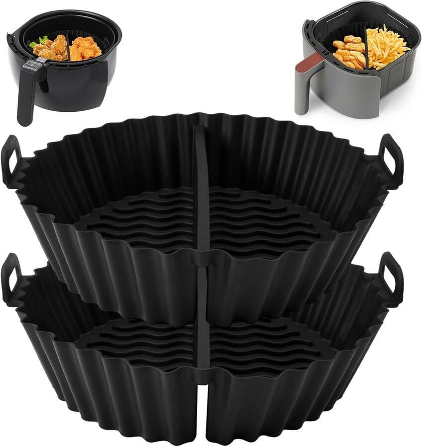 2 stuks siliconen vorm rond siliconen inzetstuk met scheidingswanden 16 5 cm ronde siliconen vorm heteluchtfriteuse voor airfryer magnetron oven herbruikbaar in plaats van bakpapier