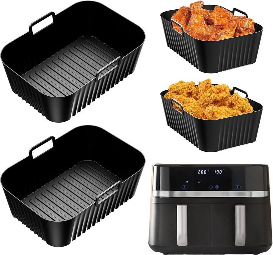 2 Stuks Siliconen Vorm voor Heteluchtfriteuse Accessoires Herbruikbaar Dual Zone