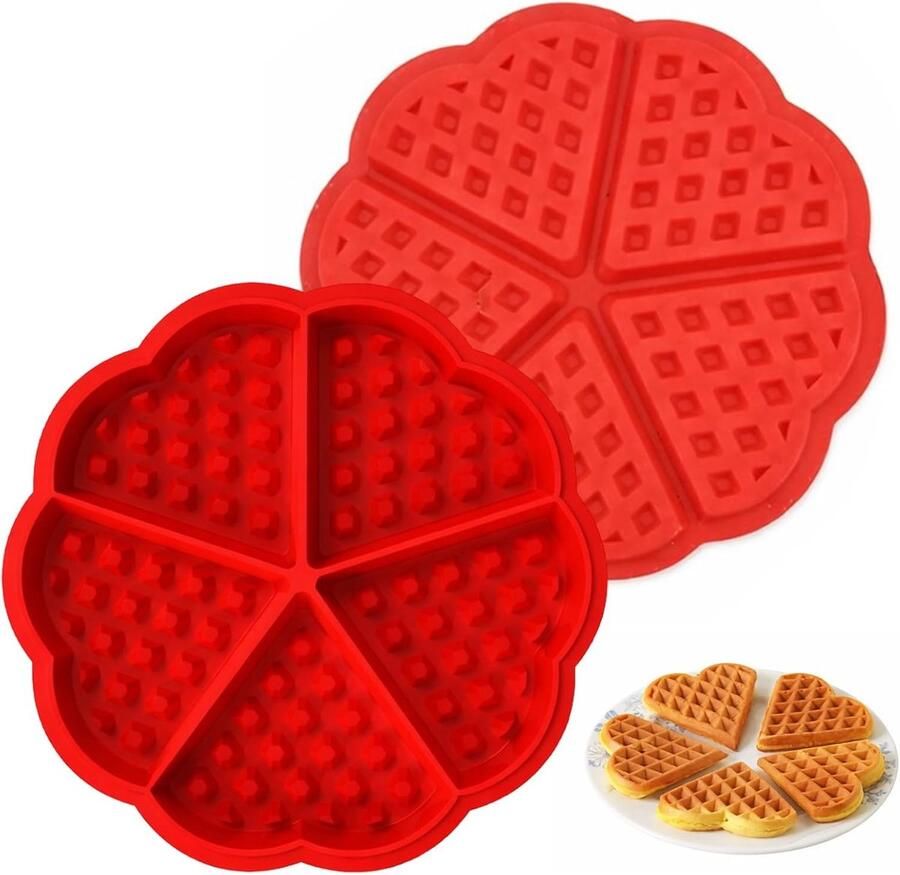 2 Stuks Siliconen Wafelvorm met 5 Gaten Herbruikbaar voor Airfryer en Oven Ideaal voor Wafels en Muffins Bakken