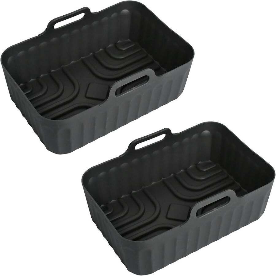 2 stuks siliconenvorm voor heteluchtfriteuse Compatibel met de modellen Ninja AF300EU、AF400EU、AF451EU en Cosori 8 5L CAF-R901-AEU Levensmiddelenbestendig materiaal 220°C 21x15x8 8 cm