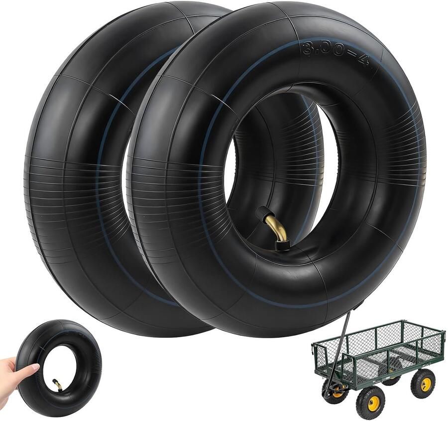 2 stuks slangen voor kruiwagenwiel 3 00-4 inch kruiwagenslang 225 × 65 mm reserveslang voor kruiwagenbanden rubberen binnenband hoekventiel binnenband voor steekwagenwiel