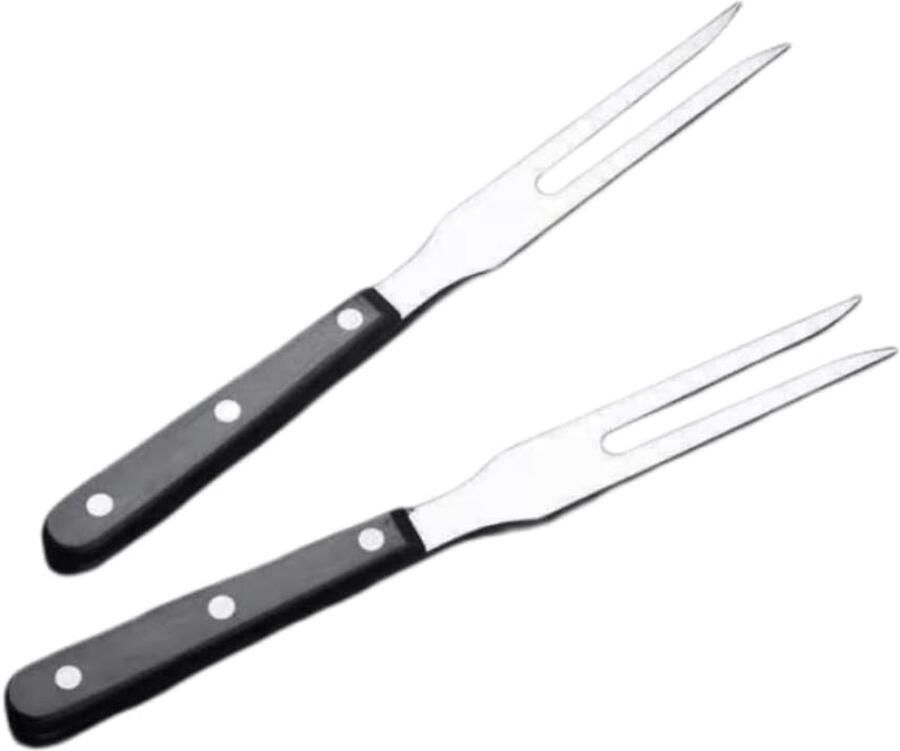 2 stuks snijvorken pan vorken roestvrij staal vlees serveervork met kunststof handvat serveervork grillvork zwart handvat grillvork