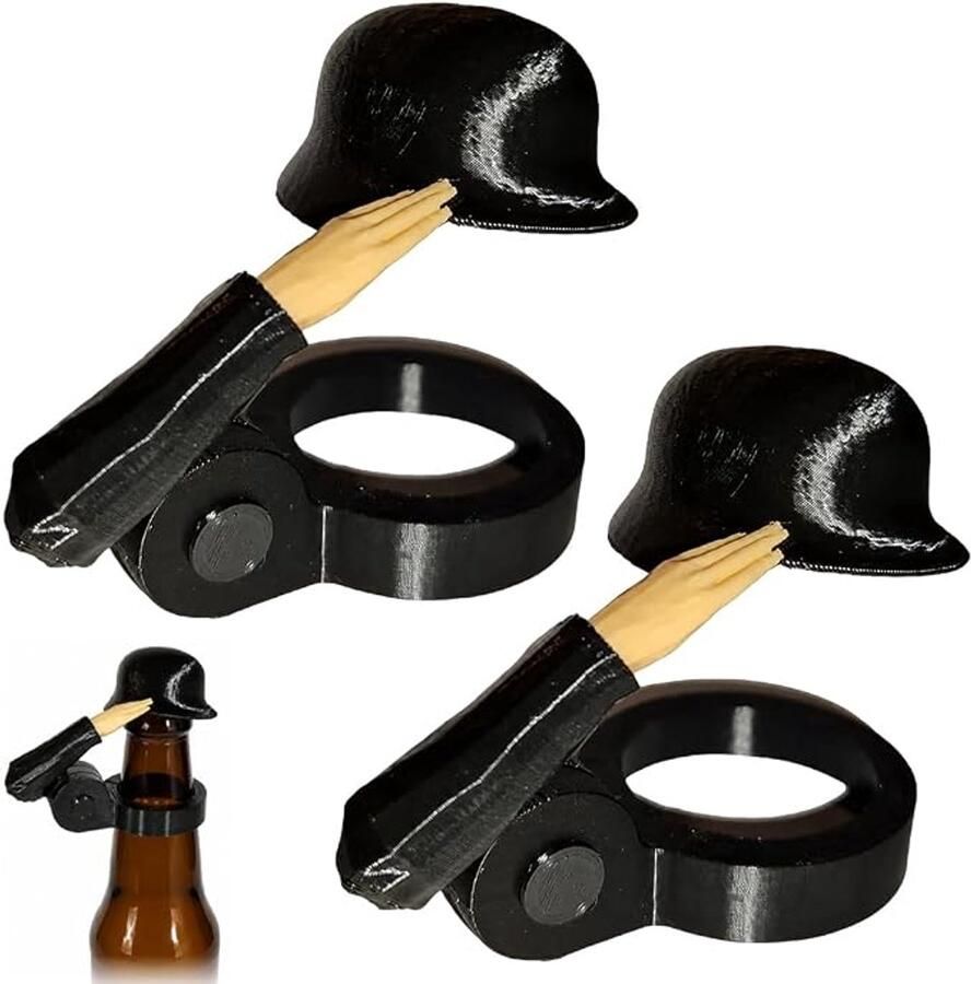 2 stuks soldaten helm met bierfles motief herbruikbaar grappige stofwerende decoratieve doppen voor actieve soldatenliefhebbers
