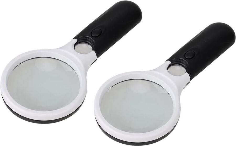2 stuks vergrootglas met licht leesloep met licht handloep met helderheid verlicht vergrootglas 3 x 45 x handvergrootglas voor handwerk senioren lezen inspectie munten juweliers