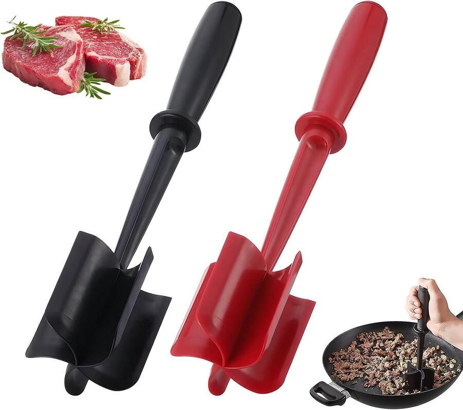 2 stuks vleesmolen aardappelpers en molen multifunctioneel hittebestendig hamburgerhakmolen voor steaks gehakt en aardappelen