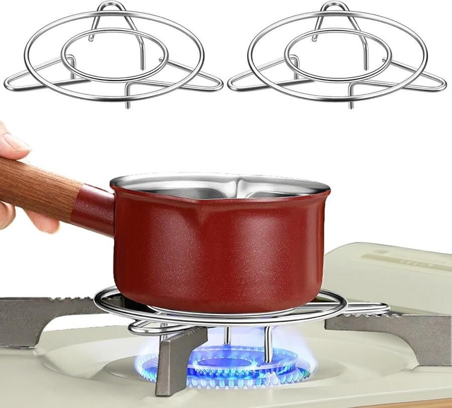2 stuks Wokhouder voor Gasfornuis Hittebestendige Gasring voor Pannen en Koffiepotten