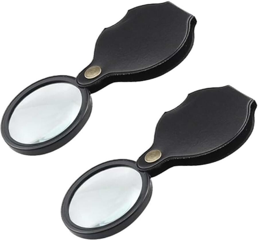 2 stuks zakloep 10 x opvouwbaar draaibaar draagbaar mini-leesloep vergroting voor boeken kranten kaarten sieraden reparatie inspectie verkenning precisiewerk zwart