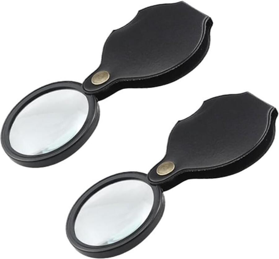 2 stuks zakloep 10 x opvouwbaar draaibaar draagbaar mini-leesloep vergroting voor boeken kranten kaarten sieraden reparatie inspectie verkenning precisiewerk zwart