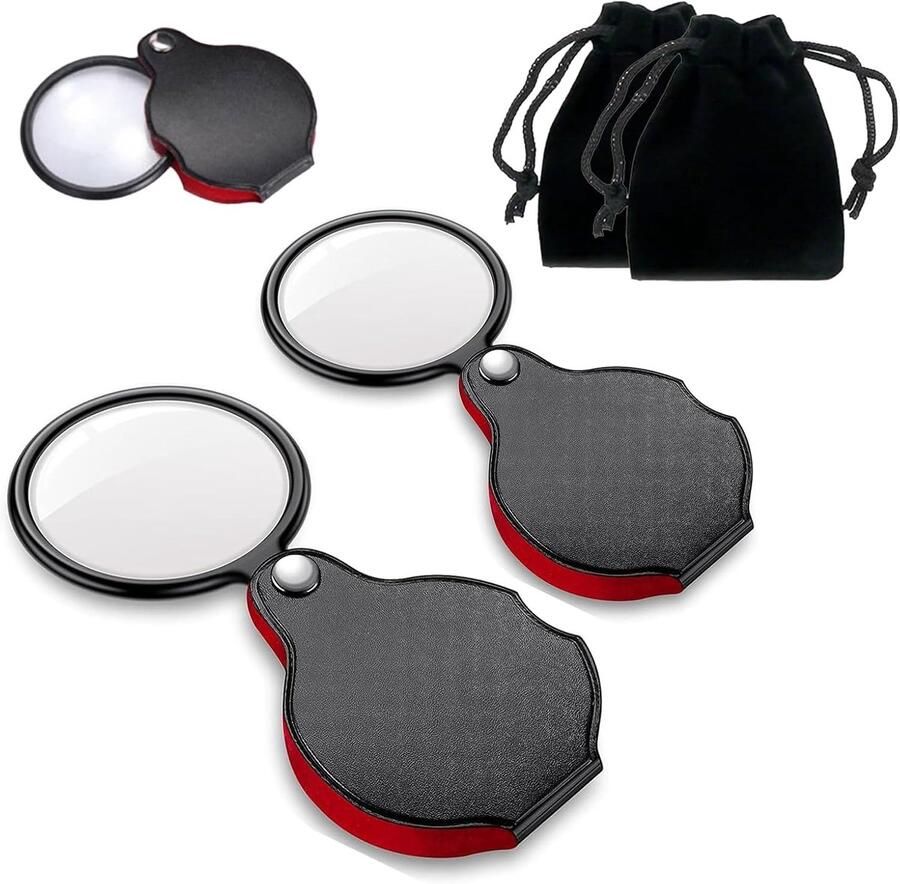 2 stuks zakloep 2 stuks monoclaire brillenkokers 2 stuks zakloepdoek mini-vergrootglas met draaibaar beschermvak holster voor lezen kaarten etiketten knutselen