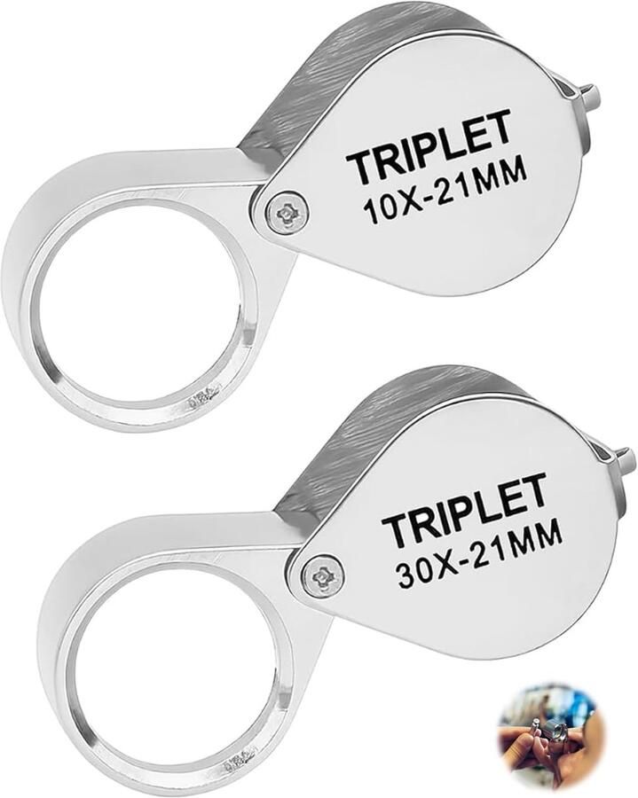 2 stuks zakloep Pro (30 x + 10 X) – draagbaar opvouwbaar voor het klokken van sieraden detaillezen en inspectie met hoge precisie