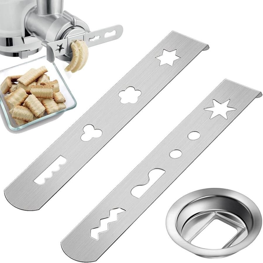 2 stuks zandkoekopzetstuk 430 gebakopzetaccessoires voor kitchenaid zandkoekopzetstuk vleesmolen gebakopzetstuk roestvrij staal voor keukenmachines roestvrijstalen verlengstukaccessoires