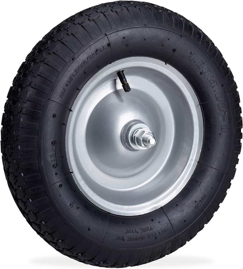 2 x kruiwagenwiel 4.80 4.00-8 luchtbanden reservewiel incl. as stalen velg compleet wiel tot 120 kg zwart