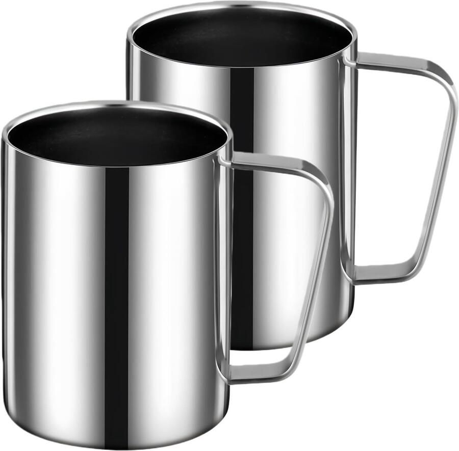 2 x thermobeker van roestvrij staal: dubbelwandige isolatiebeker 500 ml per beker campingbeker geschikt voor koffie melk sap thee en andere koude of warme dranken