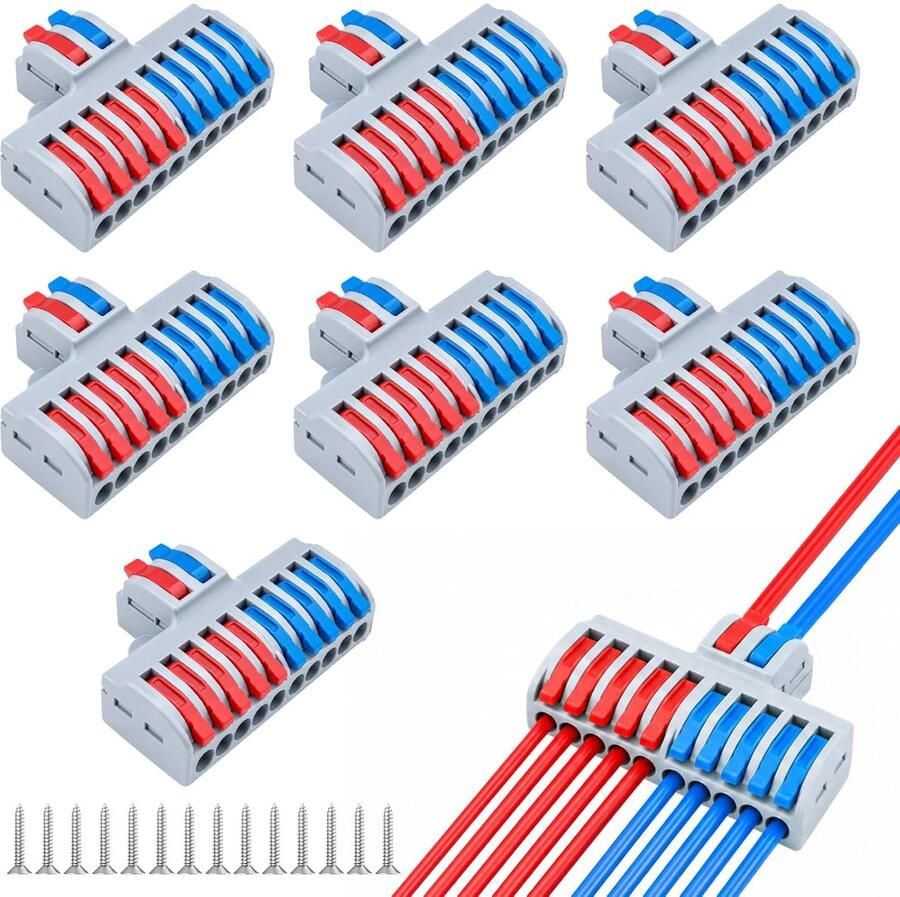 2 zuivere 10 uit verbindingsklem met hendel 7 stuks compacte rijklemmen kroonluchterklemmen steekbare klemstrip voor circuit inline