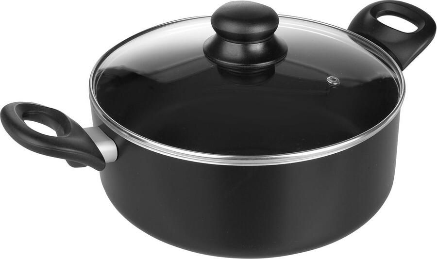 20 cm Aluminium Antiaanbakpan met Glazen Deksel Geschikt voor Inductie