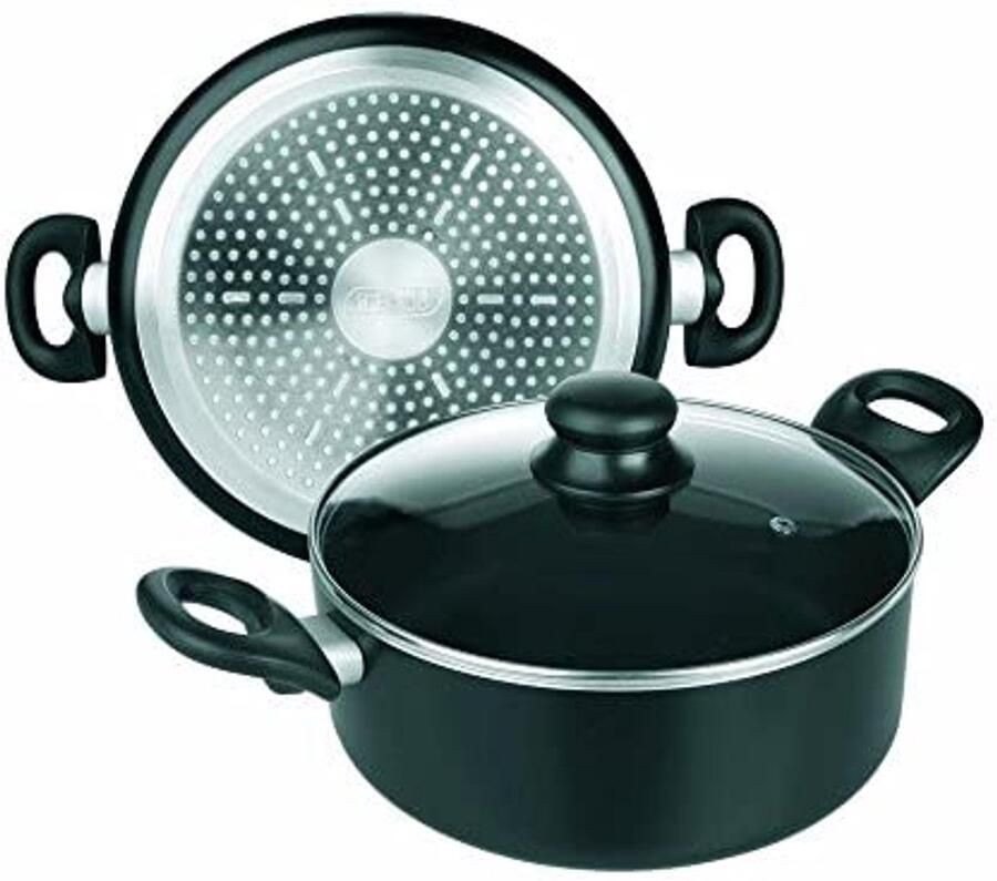 20 cm Aluminium Antiaanbakpan met Glazen Deksel Geschikt voor Inductie