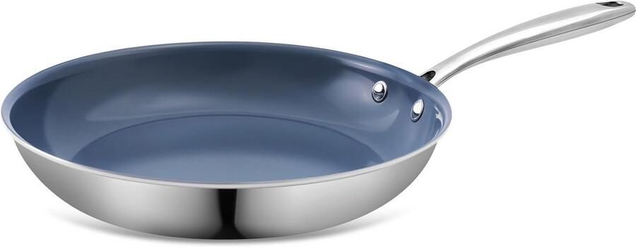 Niet-klevende Kookpan Keramische Pan Gezond Koken Gelijkmatige Warmte 20 cm Zilver