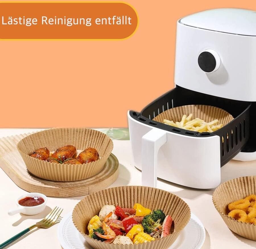 20 cm rond bakpapier voor heteluchtfriteuse 100 stuks bakpapier op maat gesneden voor 5 l 8 l heteluchtfriteuse XL XXL Air Fryer bakpapiersecties accessoires voor oven Air Fryer