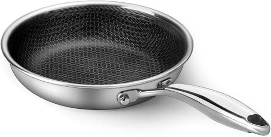 20 cm RVS Koekenpan Honecomb Koekenpan Triply Antiaanbakpan voor Gas Inductie Keramische Koken en Oven